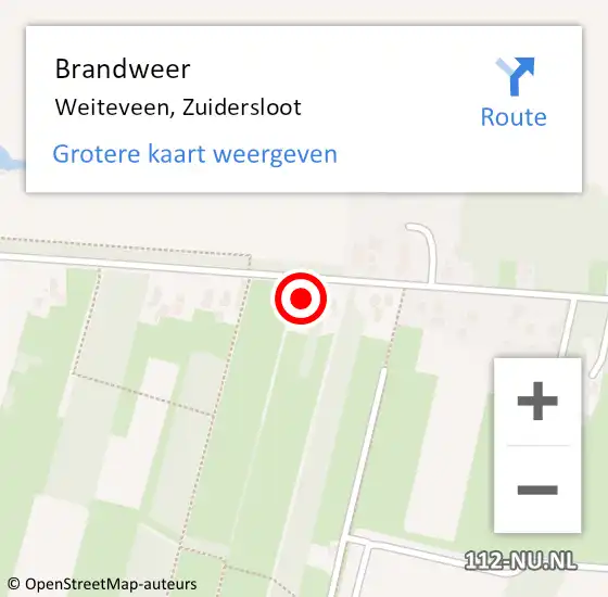 Locatie op kaart van de 112 melding: Brandweer Weiteveen, Zuidersloot op 15 maart 2018 15:06