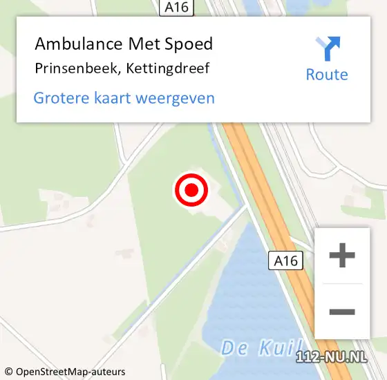 Locatie op kaart van de 112 melding: Ambulance Met Spoed Naar Prinsenbeek, Kettingdreef op 15 maart 2018 15:16