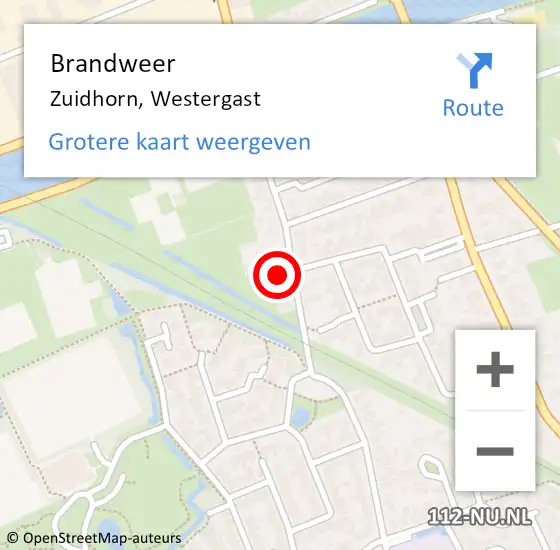 Locatie op kaart van de 112 melding: Brandweer Zuidhorn, Westergast op 15 maart 2018 15:40