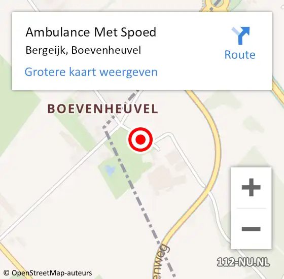 Locatie op kaart van de 112 melding: Ambulance Met Spoed Naar Bergeijk, Boevenheuvel op 15 maart 2018 15:51