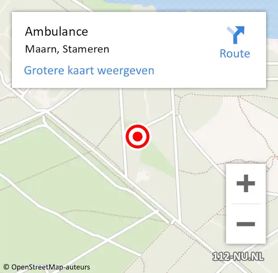 Locatie op kaart van de 112 melding: Ambulance Maarn, Stameren op 15 maart 2018 15:58