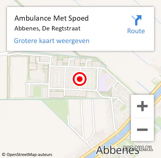 Locatie op kaart van de 112 melding: Ambulance Met Spoed Naar Abbenes, De Regtstraat op 15 maart 2018 16:32