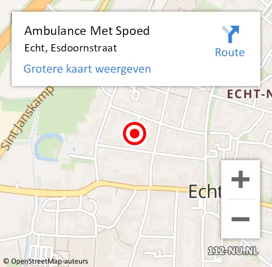 Locatie op kaart van de 112 melding: Ambulance Met Spoed Naar Echt, Esdoornstraat op 15 maart 2018 16:46