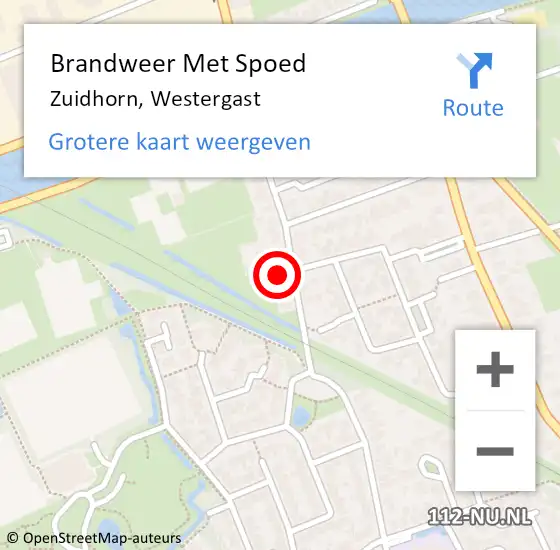 Locatie op kaart van de 112 melding: Brandweer Met Spoed Naar Zuidhorn, Westergast op 15 maart 2018 17:09