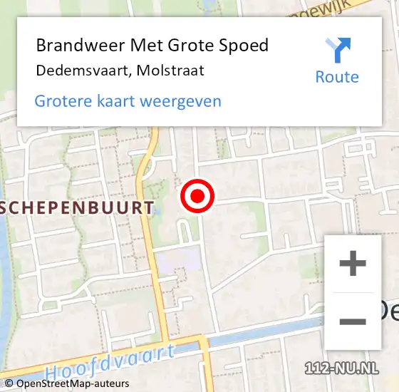 Locatie op kaart van de 112 melding: Brandweer Met Grote Spoed Naar Dedemsvaart, Molstraat op 15 maart 2018 17:30