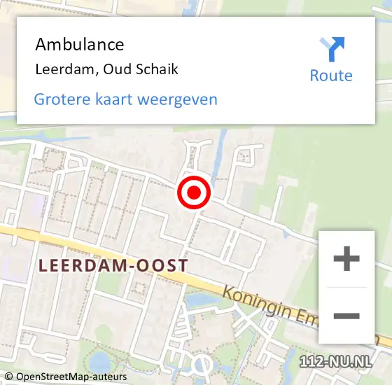 Locatie op kaart van de 112 melding: Ambulance Leerdam, Oud Schaik op 15 maart 2018 17:53