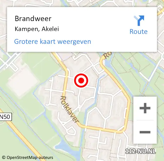 Locatie op kaart van de 112 melding: Brandweer Kampen, Akelei op 15 maart 2018 18:13