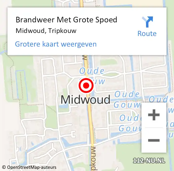 Locatie op kaart van de 112 melding: Brandweer Met Grote Spoed Naar Midwoud, Tripkouw op 15 maart 2018 18:14