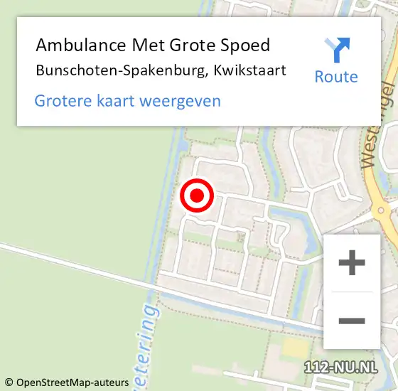 Locatie op kaart van de 112 melding: Ambulance Met Grote Spoed Naar Bunschoten-Spakenburg, Kwikstaart op 15 maart 2018 19:22