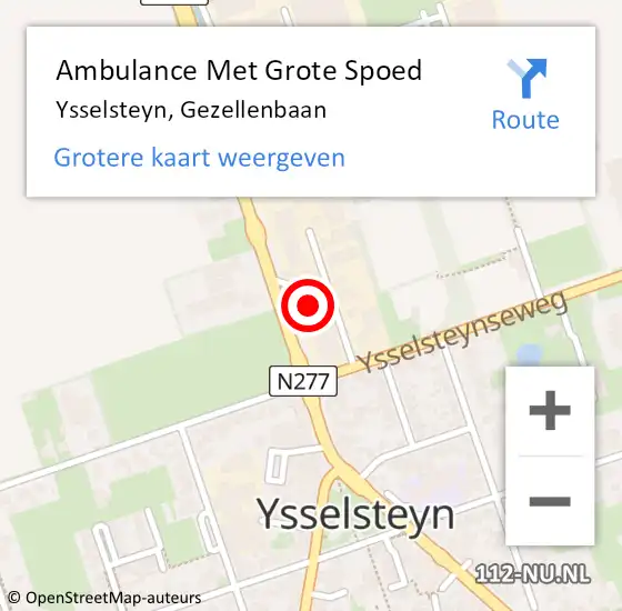 Locatie op kaart van de 112 melding: Ambulance Met Grote Spoed Naar Ysselsteyn, Gezellenbaan op 19 februari 2014 10:15