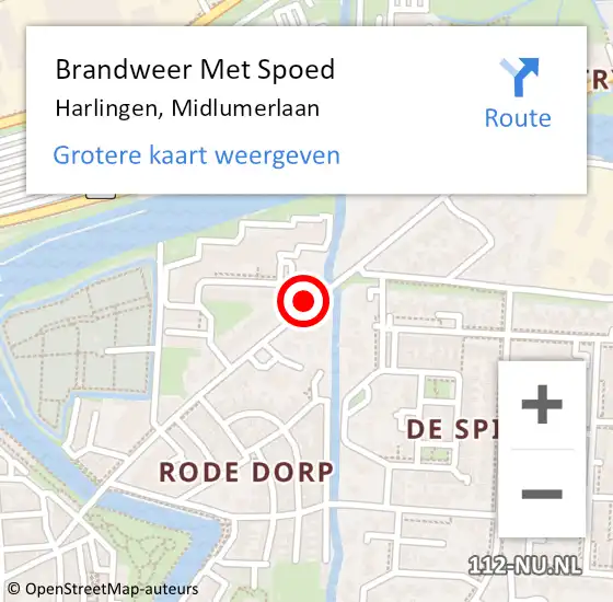 Locatie op kaart van de 112 melding: Brandweer Met Spoed Naar Harlingen, Midlumerlaan op 15 maart 2018 19:58