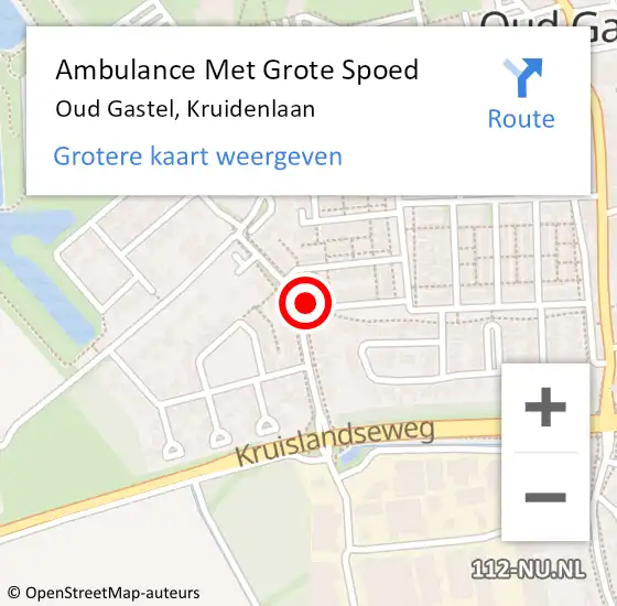 Locatie op kaart van de 112 melding: Ambulance Met Grote Spoed Naar Oud Gastel, Kruidenlaan op 15 maart 2018 20:02