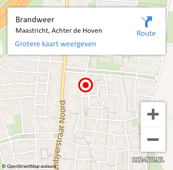 Locatie op kaart van de 112 melding: Brandweer Maastricht, Achter de Hoven op 19 februari 2014 10:21