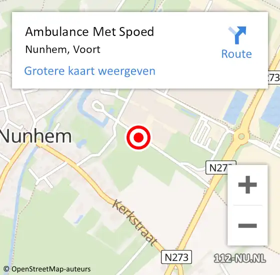 Locatie op kaart van de 112 melding: Ambulance Met Spoed Naar Nunhem, Voort op 15 maart 2018 22:05