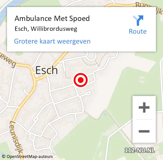 Locatie op kaart van de 112 melding: Ambulance Met Spoed Naar Esch, Willibrordusweg op 15 maart 2018 22:28