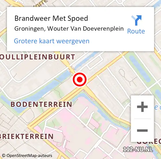 Locatie op kaart van de 112 melding: Brandweer Met Spoed Naar Groningen, Wouter Van Doeverenplein op 15 maart 2018 22:39