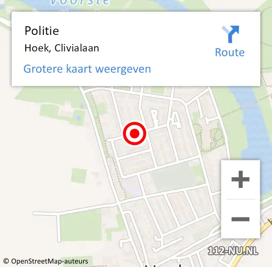 Locatie op kaart van de 112 melding: Politie Hoek, Clivialaan op 15 maart 2018 22:41