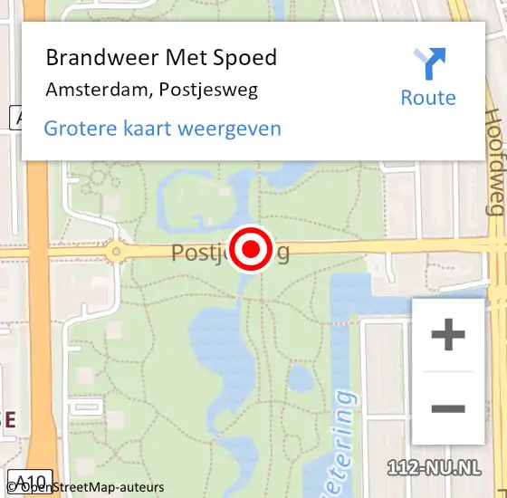 Locatie op kaart van de 112 melding: Brandweer Met Spoed Naar Amsterdam, Postjesweg op 15 maart 2018 22:56