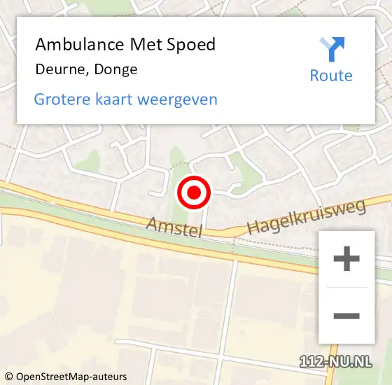 Locatie op kaart van de 112 melding: Ambulance Met Spoed Naar Deurne, Donge op 15 maart 2018 23:17