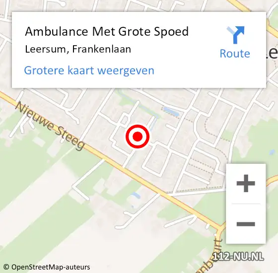 Locatie op kaart van de 112 melding: Ambulance Met Grote Spoed Naar Leersum, Frankenlaan op 15 maart 2018 23:45