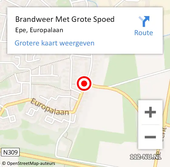 Locatie op kaart van de 112 melding: Brandweer Met Grote Spoed Naar Epe, Europalaan op 16 maart 2018 01:00