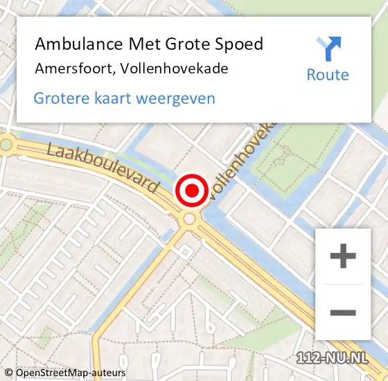 Locatie op kaart van de 112 melding: Ambulance Met Grote Spoed Naar Amersfoort, Vollenhovekade op 16 maart 2018 02:30