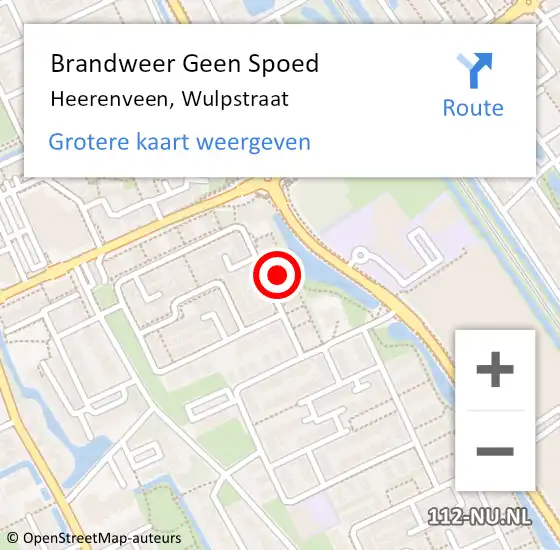 Locatie op kaart van de 112 melding: Brandweer Geen Spoed Naar Heerenveen, Wulpstraat op 16 maart 2018 02:45