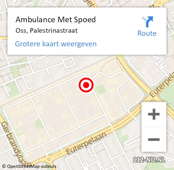 Locatie op kaart van de 112 melding: Ambulance Met Spoed Naar Oss, Palestrinastraat op 16 maart 2018 03:22