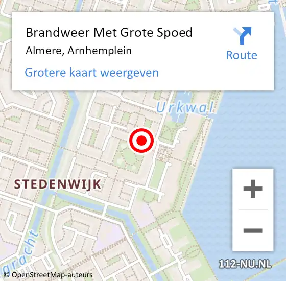 Locatie op kaart van de 112 melding: Brandweer Met Grote Spoed Naar Almere, Arnhemplein op 16 maart 2018 06:53