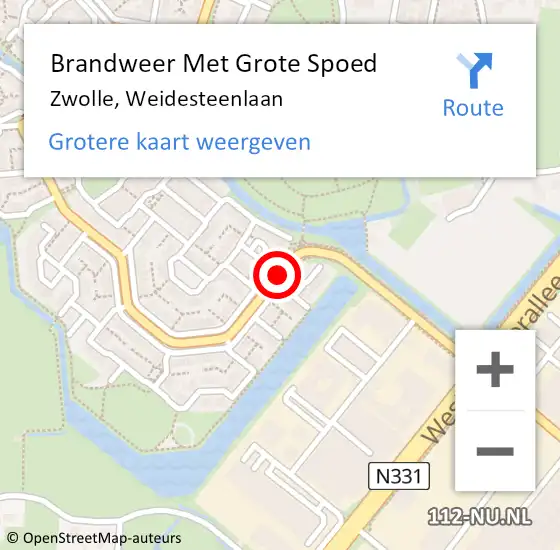 Locatie op kaart van de 112 melding: Brandweer Met Grote Spoed Naar Zwolle, Weidesteenlaan op 16 maart 2018 07:01