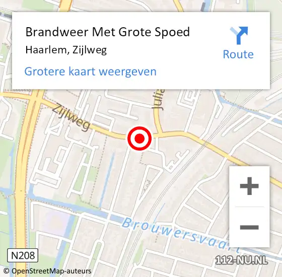 Locatie op kaart van de 112 melding: Brandweer Met Grote Spoed Naar Haarlem, Zijlweg op 16 maart 2018 07:27
