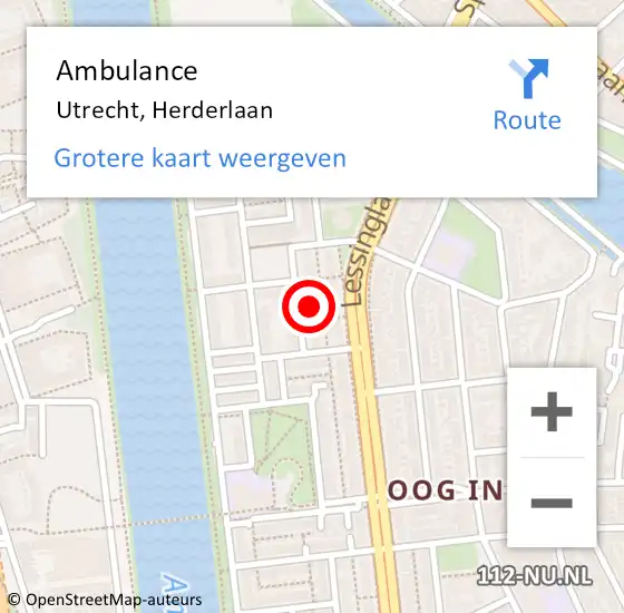 Locatie op kaart van de 112 melding: Ambulance Utrecht, Herderlaan op 16 maart 2018 07:50