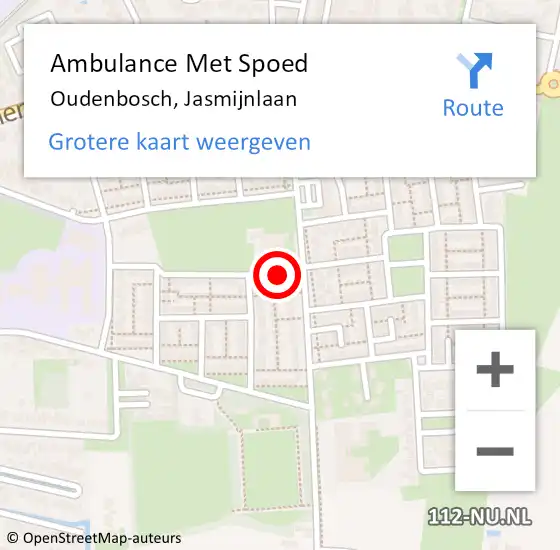 Locatie op kaart van de 112 melding: Ambulance Met Spoed Naar Oudenbosch, Jasmijnlaan op 16 maart 2018 08:18