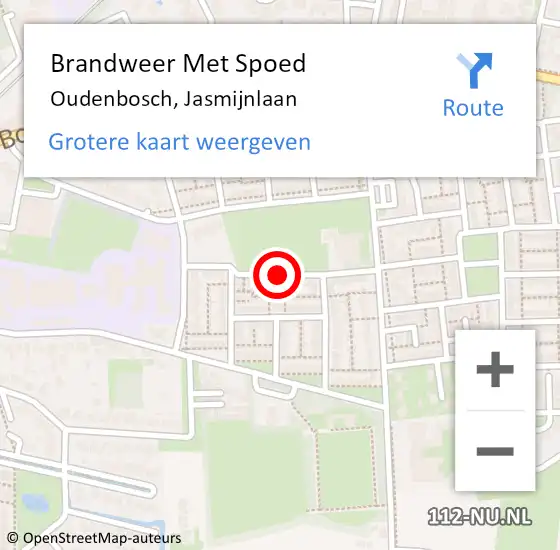 Locatie op kaart van de 112 melding: Brandweer Met Spoed Naar Oudenbosch, Jasmijnlaan op 16 maart 2018 08:38