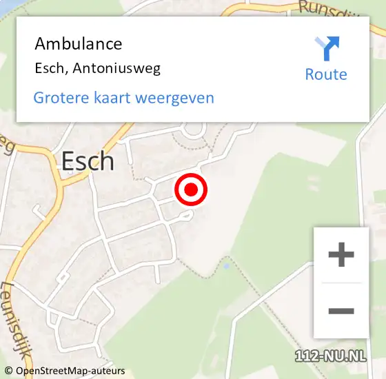 Locatie op kaart van de 112 melding: Ambulance Esch, Antoniusweg op 16 maart 2018 09:20