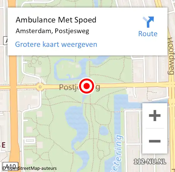 Locatie op kaart van de 112 melding: Ambulance Met Spoed Naar Amsterdam, Postjesweg op 16 maart 2018 09:38