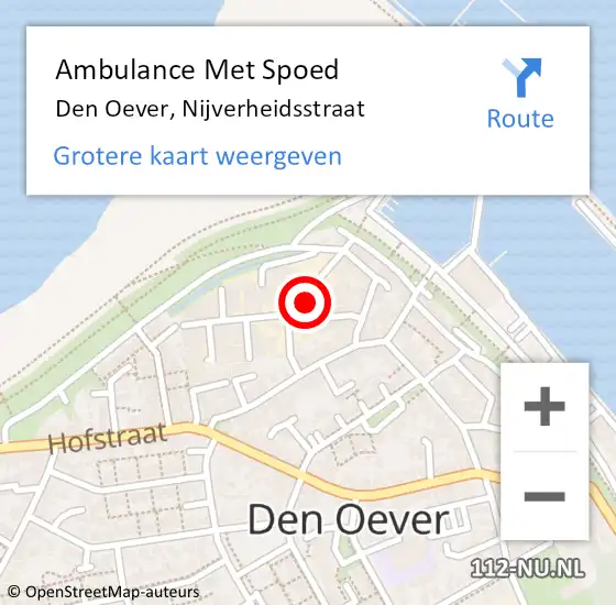 Locatie op kaart van de 112 melding: Ambulance Met Spoed Naar Den Oever, Nijverheidsstraat op 16 maart 2018 10:01