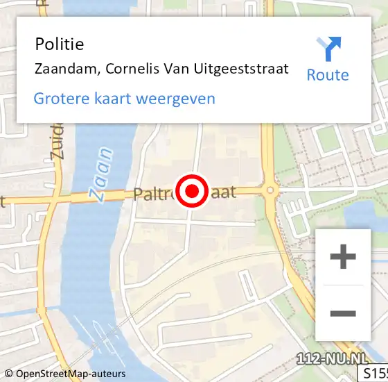 Locatie op kaart van de 112 melding: Politie Zaandam, Cornelis Van Uitgeeststraat op 16 maart 2018 10:48