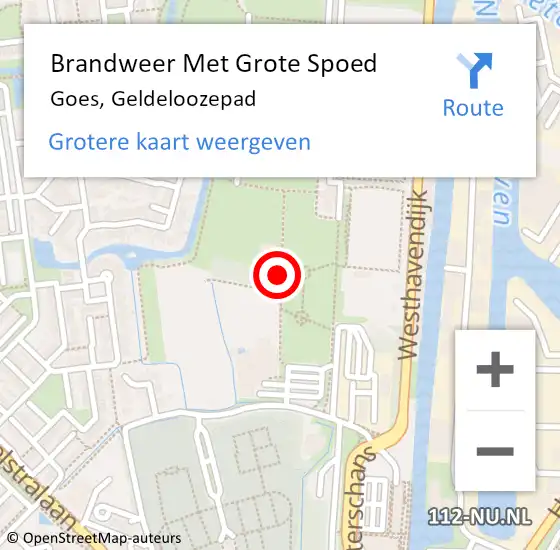 Locatie op kaart van de 112 melding: Brandweer Met Grote Spoed Naar Goes, Geldeloozepad op 16 maart 2018 11:05