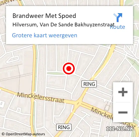 Locatie op kaart van de 112 melding: Brandweer Met Spoed Naar Hilversum, Van De Sande Bakhuyzenstraat op 16 maart 2018 11:53