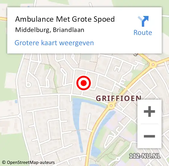 Locatie op kaart van de 112 melding: Ambulance Met Grote Spoed Naar Middelburg, Briandlaan op 16 maart 2018 12:15