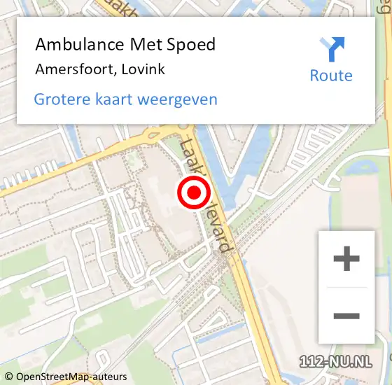 Locatie op kaart van de 112 melding: Ambulance Met Spoed Naar Amersfoort, Lovink op 16 maart 2018 13:31