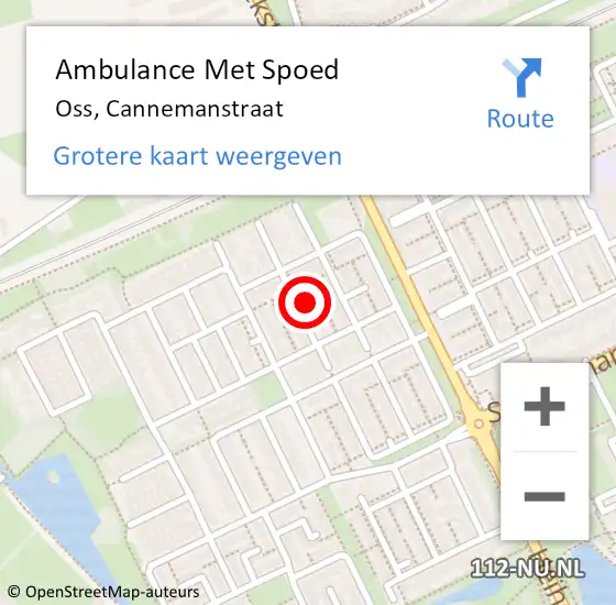 Locatie op kaart van de 112 melding: Ambulance Met Spoed Naar Oss, Cannemanstraat op 16 maart 2018 14:19