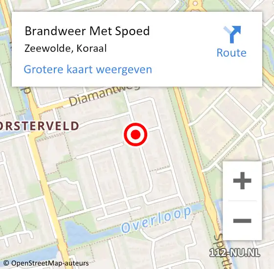 Locatie op kaart van de 112 melding: Brandweer Met Spoed Naar Zeewolde, Koraal op 16 maart 2018 14:22