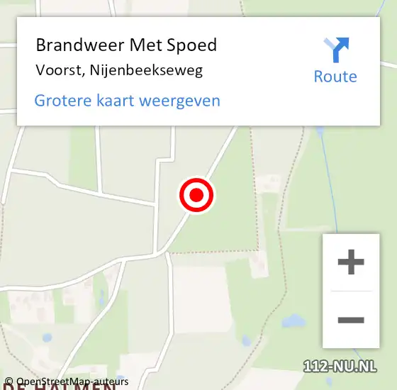 Locatie op kaart van de 112 melding: Brandweer Met Spoed Naar Voorst, Nijenbeekseweg op 16 maart 2018 14:26