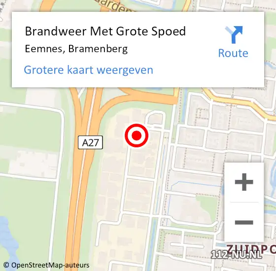 Locatie op kaart van de 112 melding: Brandweer Met Grote Spoed Naar Eemnes, Bramenberg op 16 maart 2018 14:46