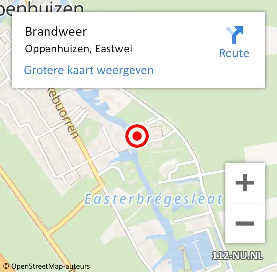 Locatie op kaart van de 112 melding: Brandweer Oppenhuizen, Eastwei op 16 maart 2018 14:50