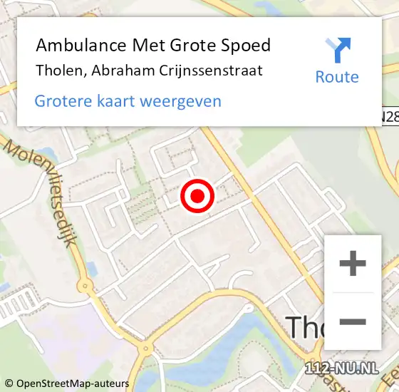 Locatie op kaart van de 112 melding: Ambulance Met Grote Spoed Naar Tholen, Abraham Crijnssenstraat op 16 maart 2018 14:54