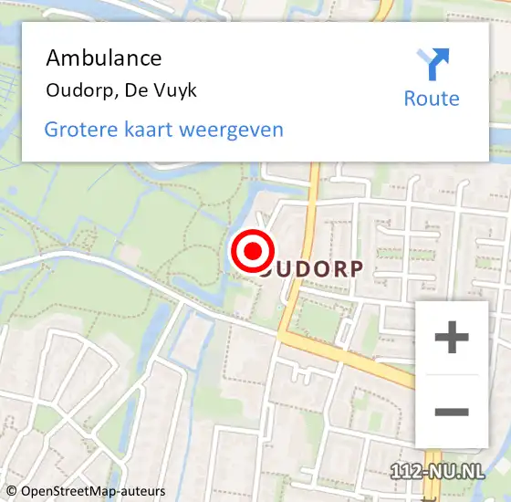 Locatie op kaart van de 112 melding: Ambulance Oudorp, De Vuyk op 16 maart 2018 14:57