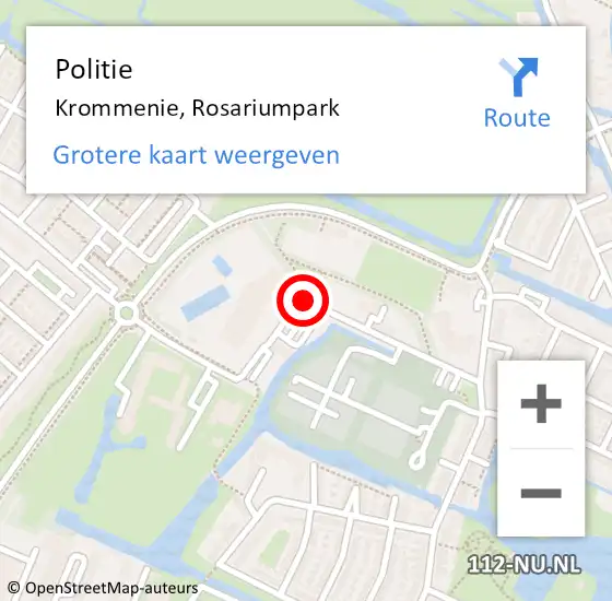 Locatie op kaart van de 112 melding: Politie Krommenie, Rosariumpark op 16 maart 2018 15:09